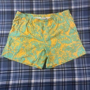 Columbia PFG Backcast III Water Shorts Mens XL Orange Teal Palm Print FM1107